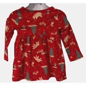 Wonder Nation Girls Winter Animals Knit Dress Size 12M Red Pockets